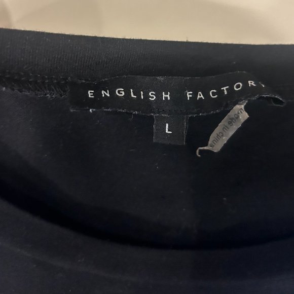 English Factory Black Short Sleeve Top — Mixed Media Ruffled Top - Picture 2 of 2